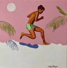 Laden Sie das Bild in den Galerie-Viewer, Pink and green coastal art Australia, original canvas painting by Pip Phelps