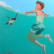 Laden Sie das Bild in den Galerie-Viewer, The Hatchling and the Boy Original Coastal Australian Painting by Pip Phelps